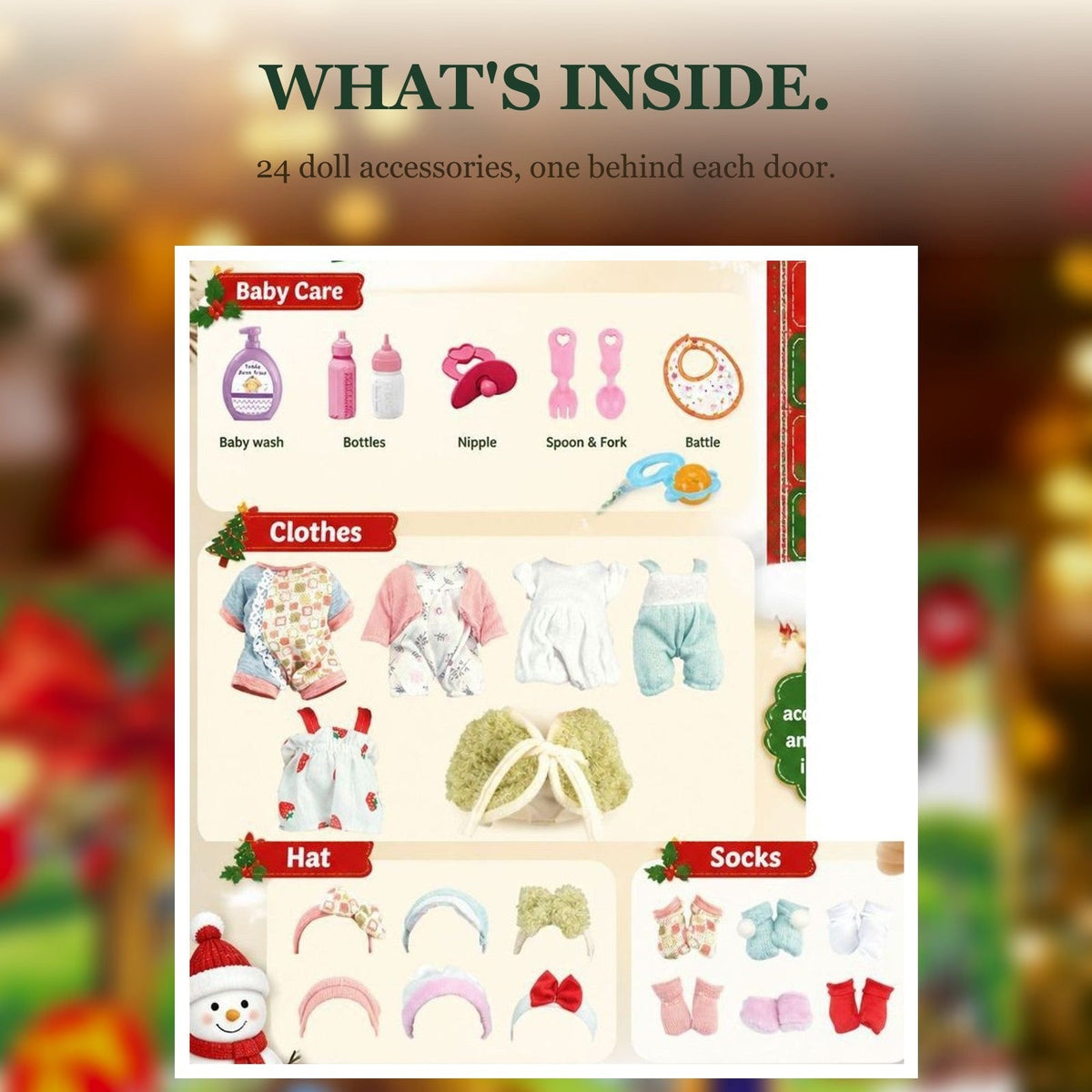 Doll Accessories Christmas Advent Calendar, 24 Surprises