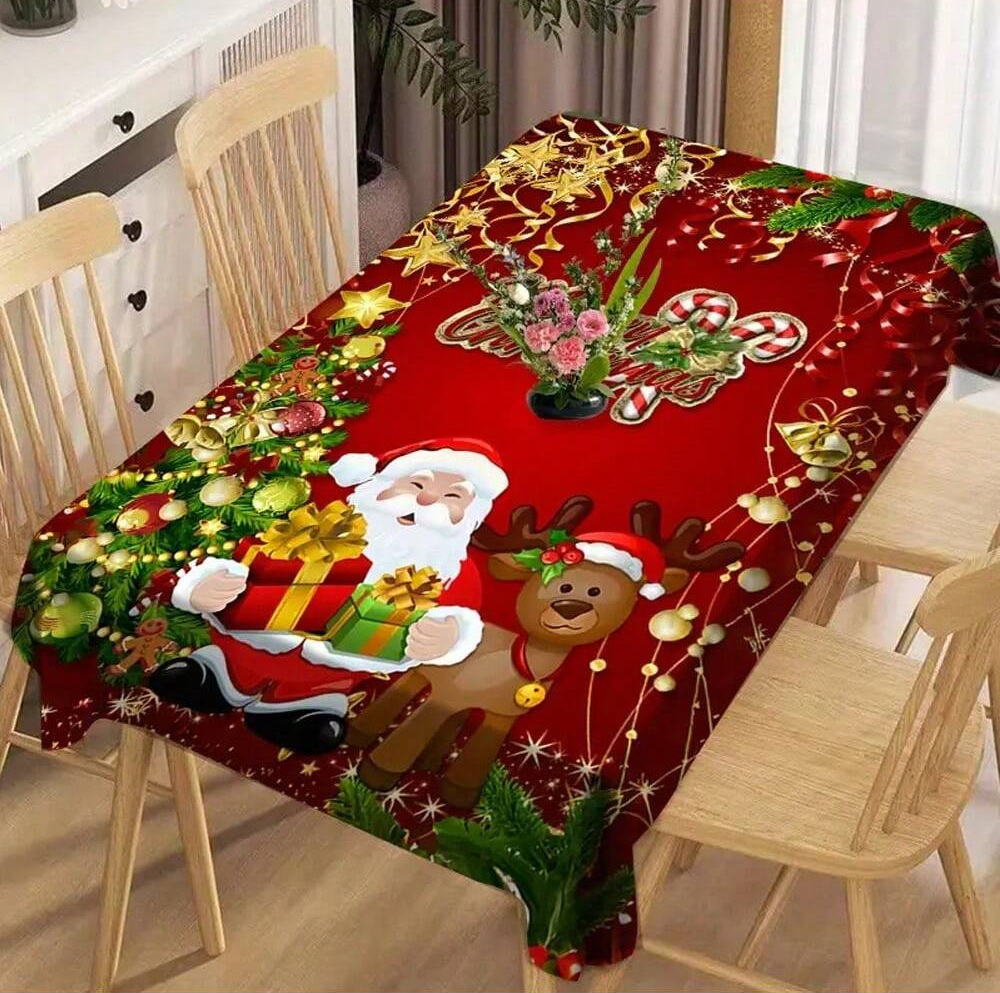 Odolný obdélníkový vánoční ubrus