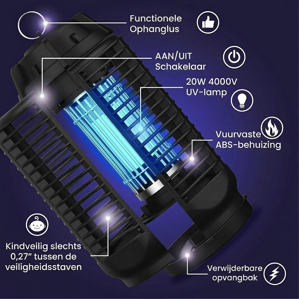 Electric Insect Killer with 20W UV Light and 4200V Voltage, IPX4 Waterproof
