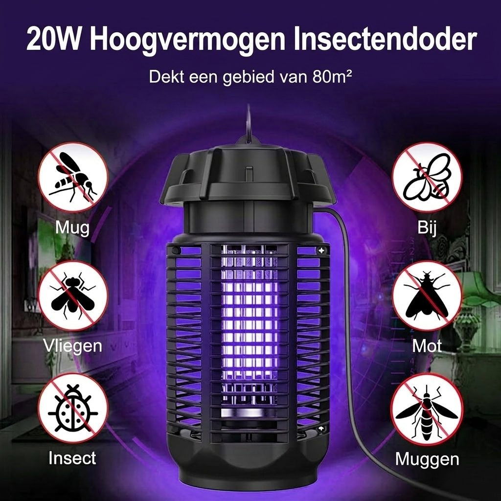 Electric Insect Killer with 20W UV Light and 4200V Voltage, IPX4 Waterproof
