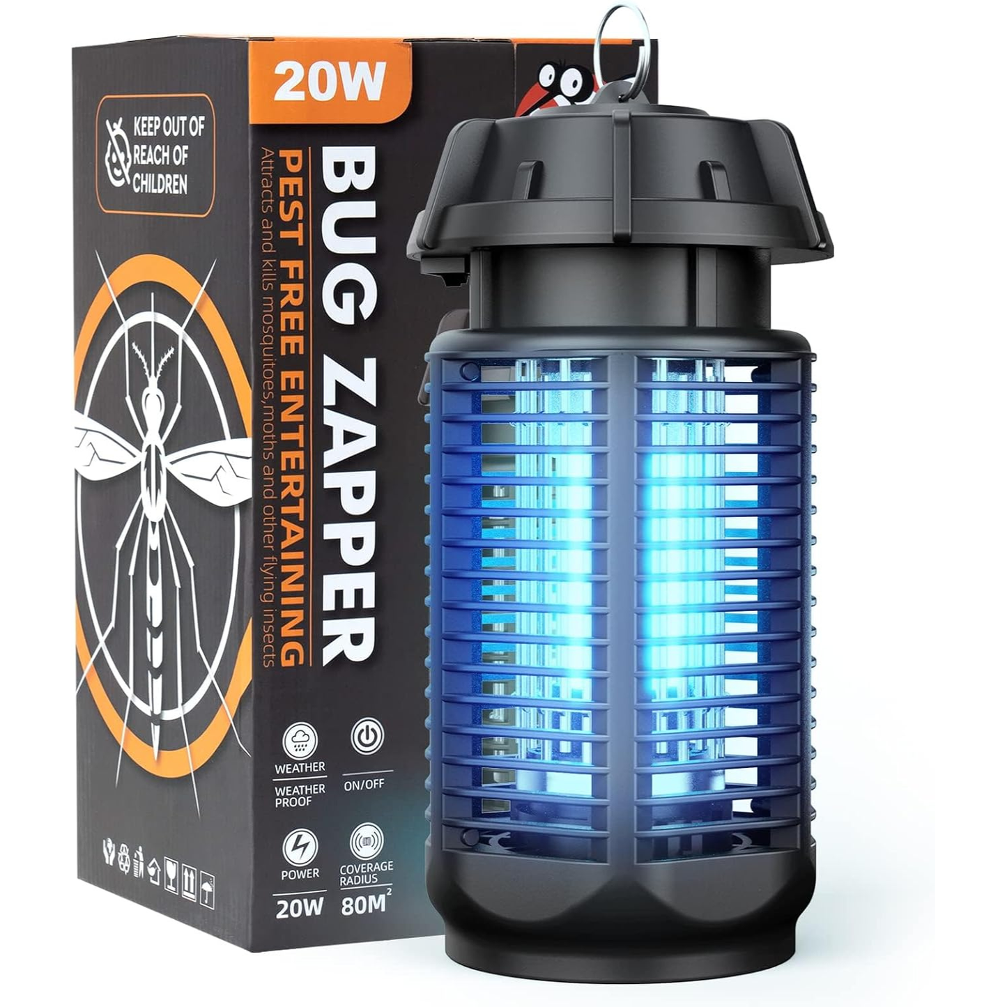 Electric Insect Killer with 20W UV Light and 4200V Voltage, IPX4 Waterproof