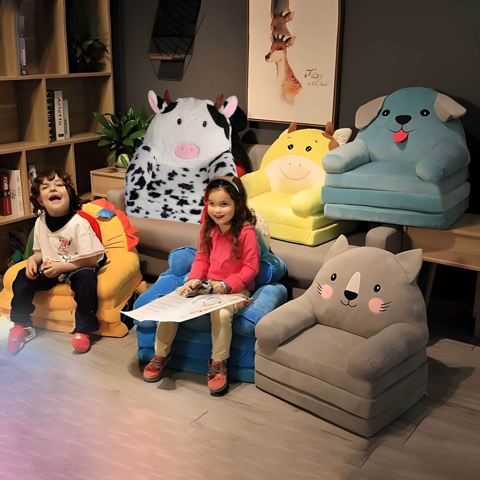 EleganceChild Plush Folding Sofa Bed | Convertible and Washable Chair, Ideal for Bedroom and Playroom