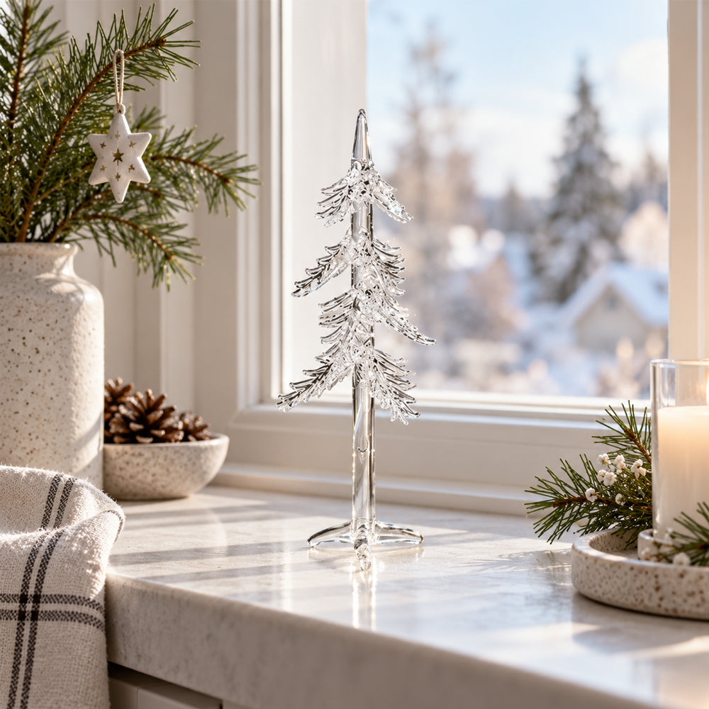 Elegantní skleněný vánoční stromeček – průhledná vánoční dekorace