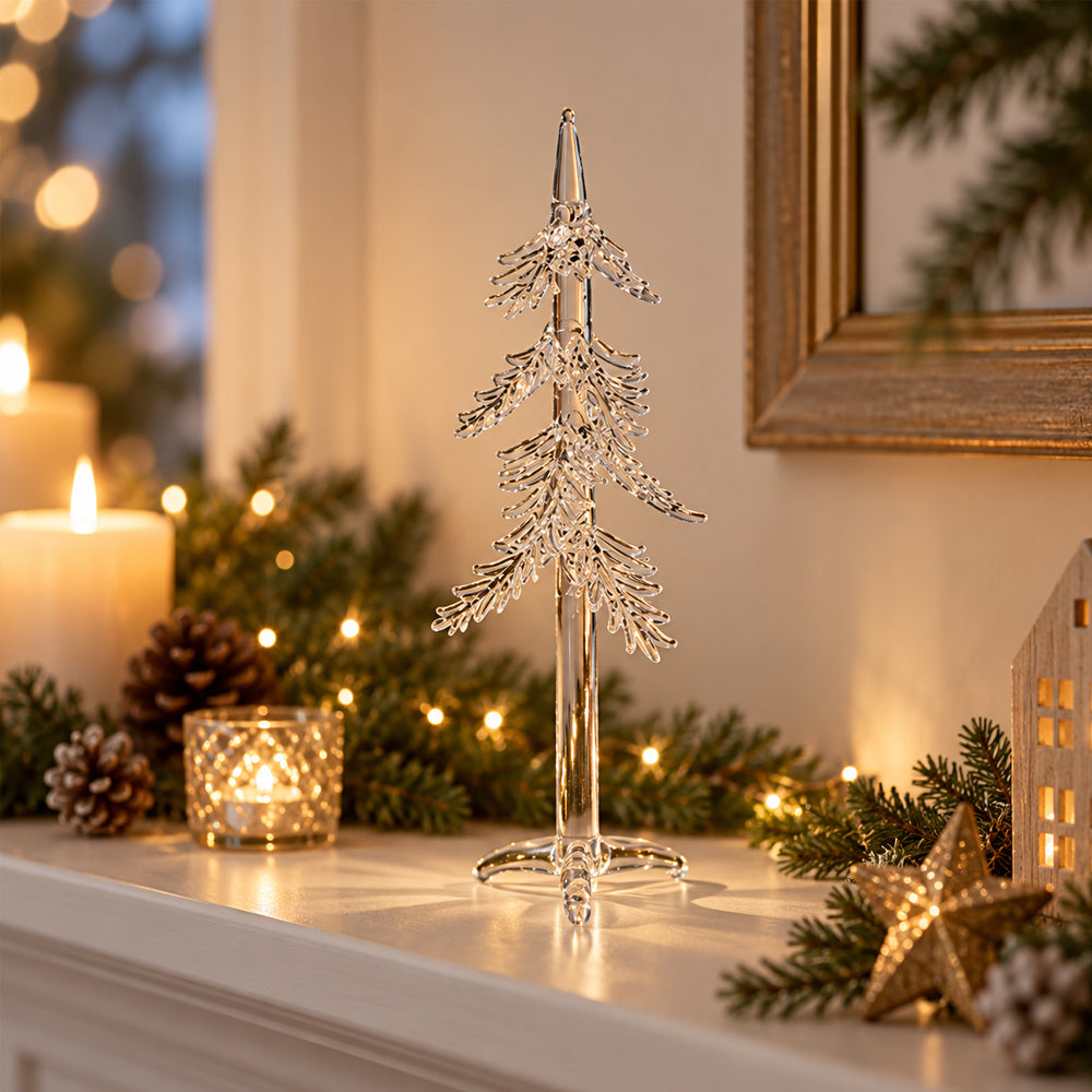 Elegantní skleněný vánoční stromeček – průhledná vánoční dekorace