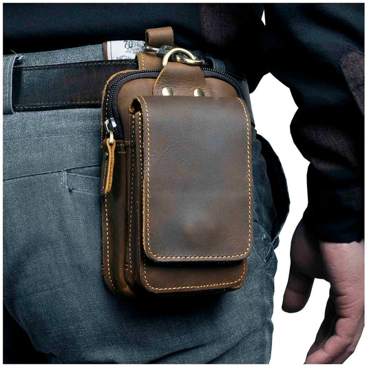 Elegant Leather Hip Pouch for Men