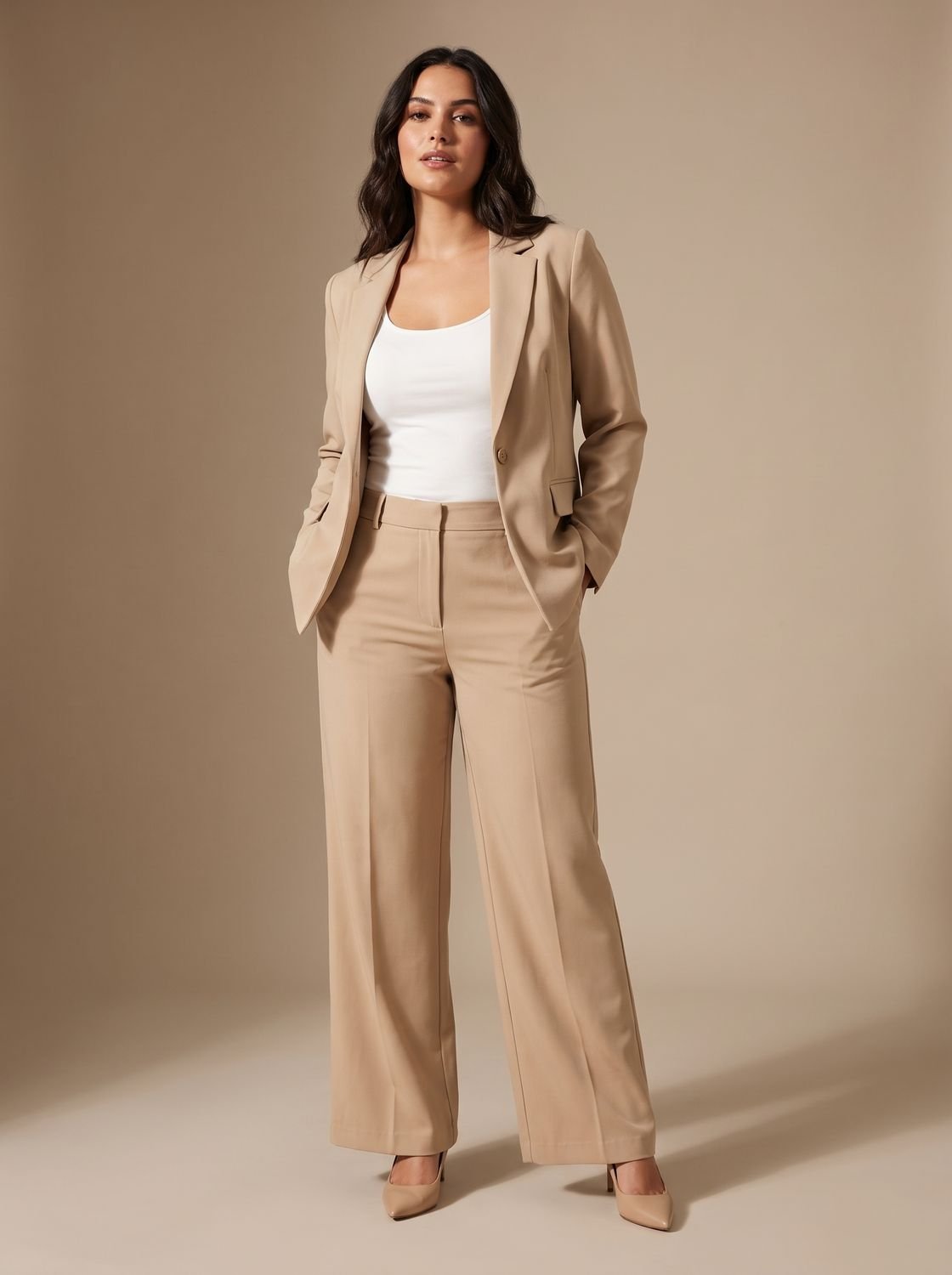 Elegant todelt buksedragt til kvinder med blazer