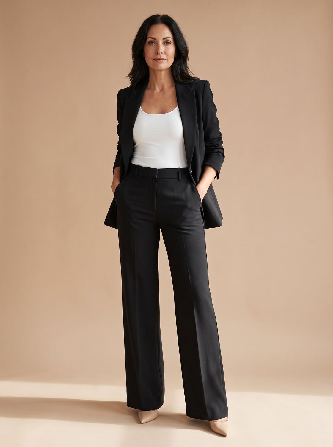 Elegant todelt buksedragt til kvinder med blazer