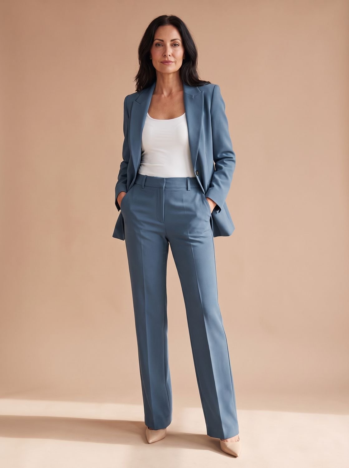 Elegant todelt buksedragt til kvinder med blazer