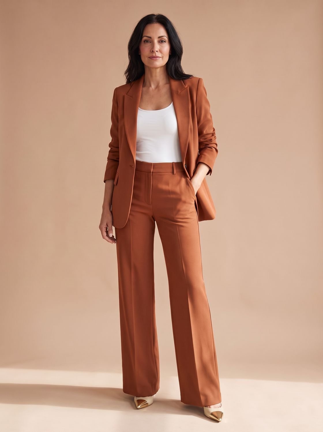 Elegant todelt buksedragt til kvinder med blazer