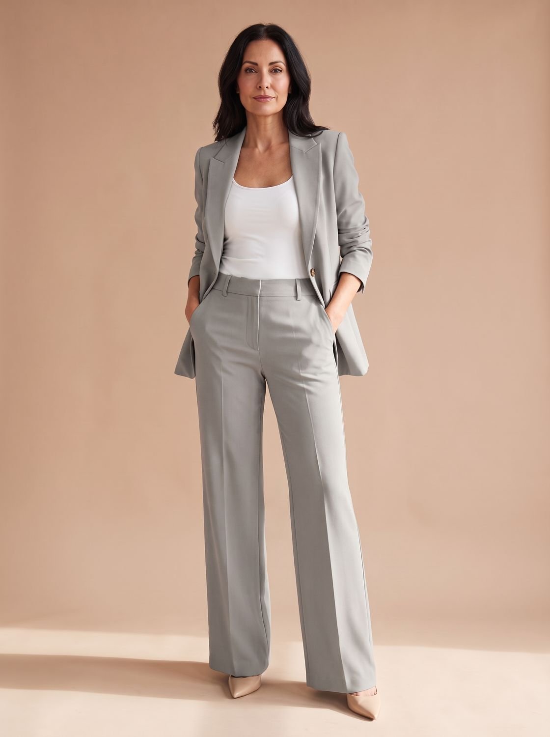 Elegant todelt buksedragt til kvinder med blazer