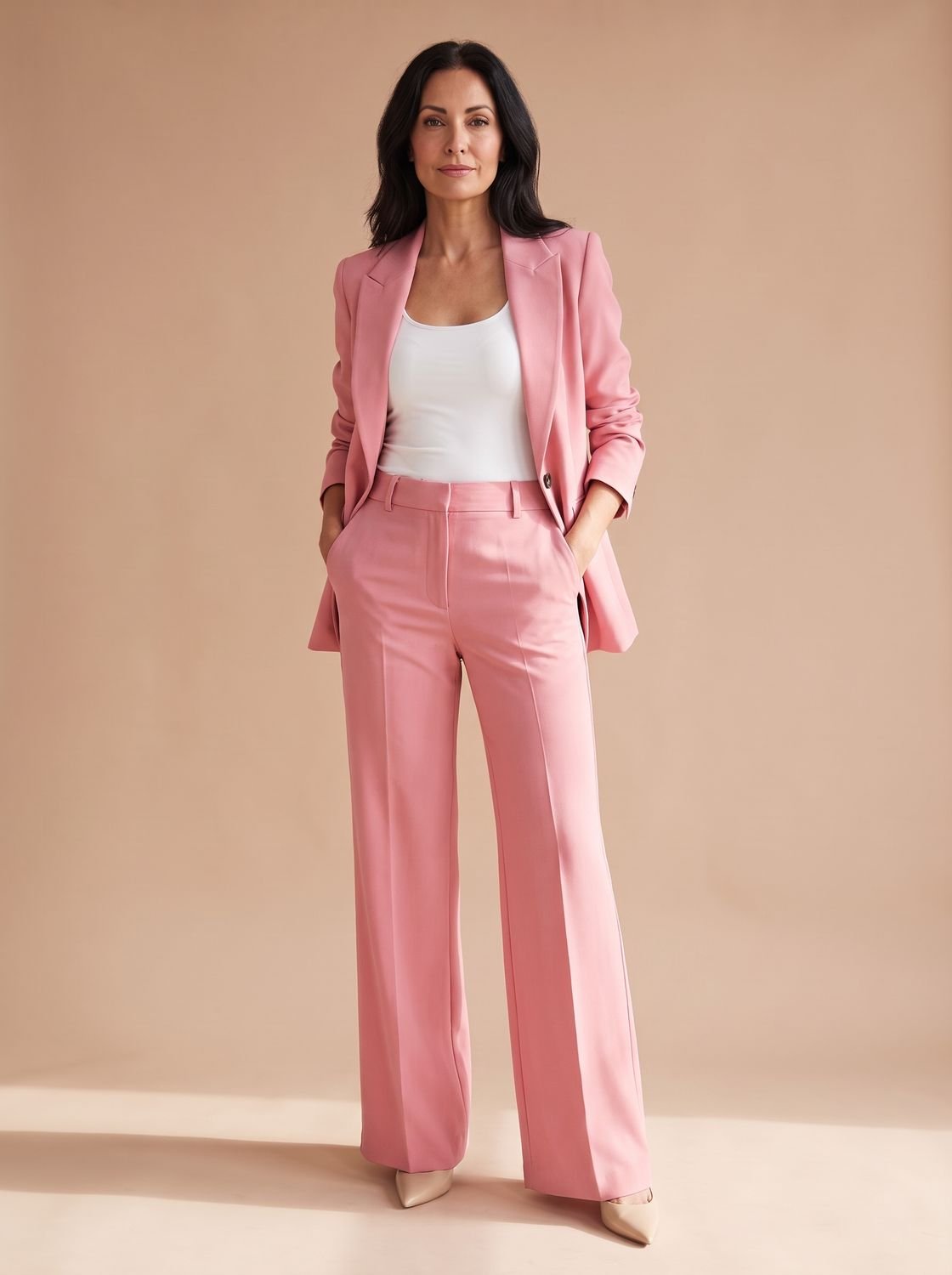 Elegant todelt buksedragt til kvinder med blazer