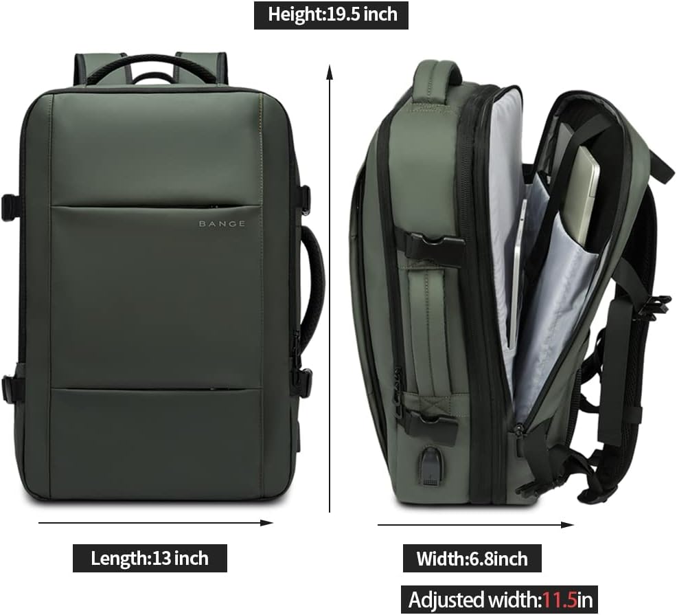 Expandable 26–45L Waterproof Travel Backpack with Laptop Sleeve & Duffle Carry