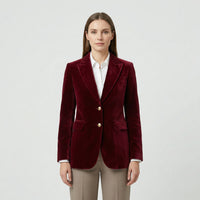 Figursyet fløjlsblazer med guldfarvede knapper