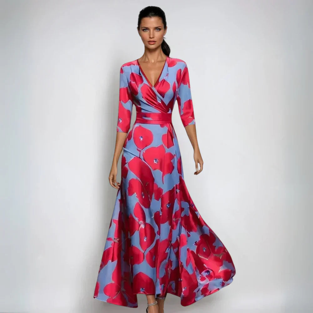 FrenchEmily | Elegant Autumn Floral Wrap Dress