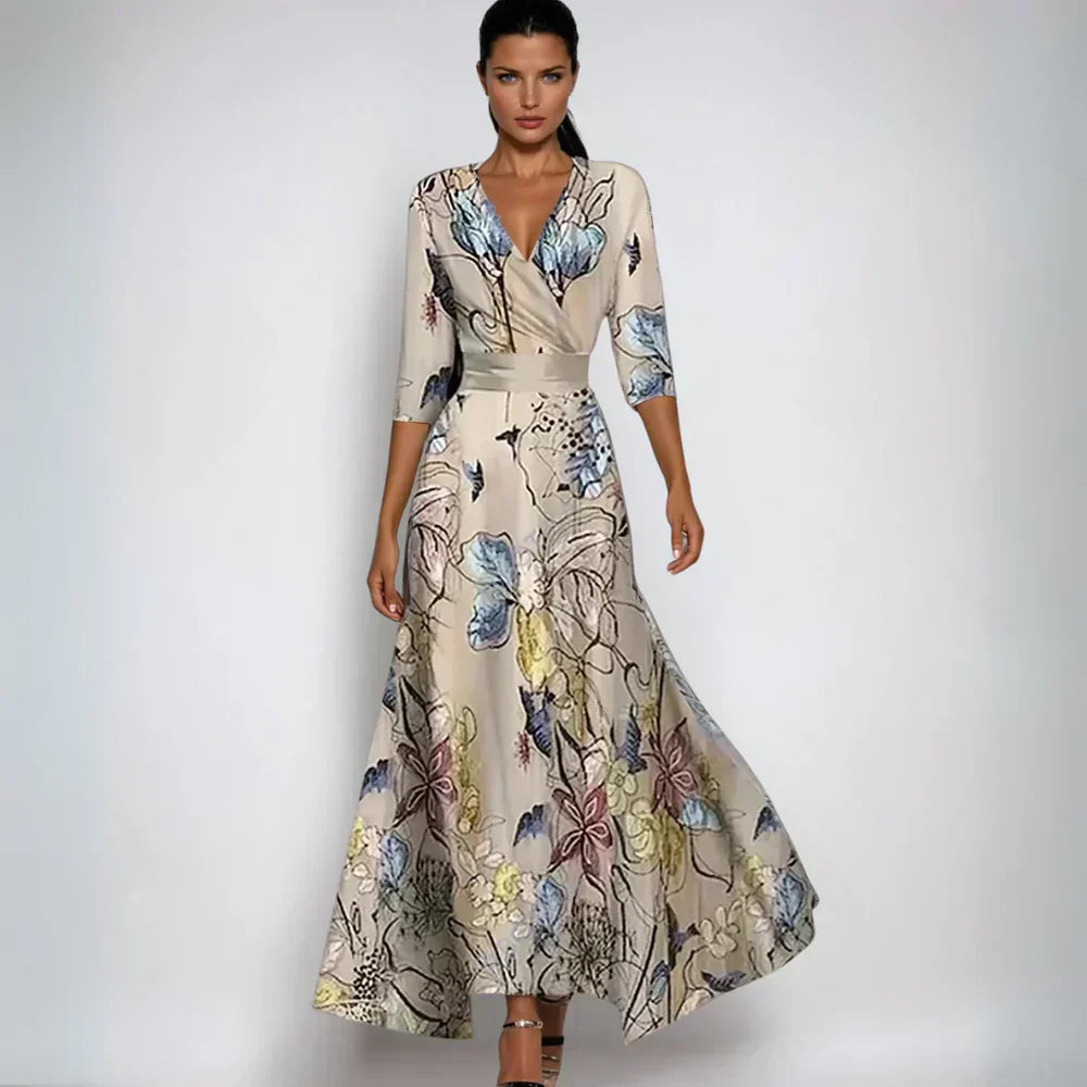 FrenchEmily | Elegant Autumn Floral Wrap Dress