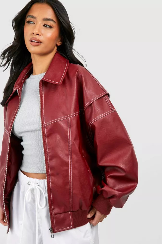 FrenchFaye - Autumn Oversized Leather Jacket