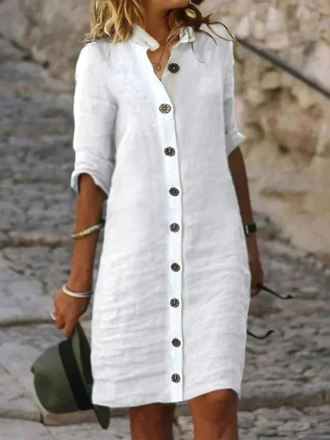 FrenchLou - Elegant Cotton Dress for Autumn