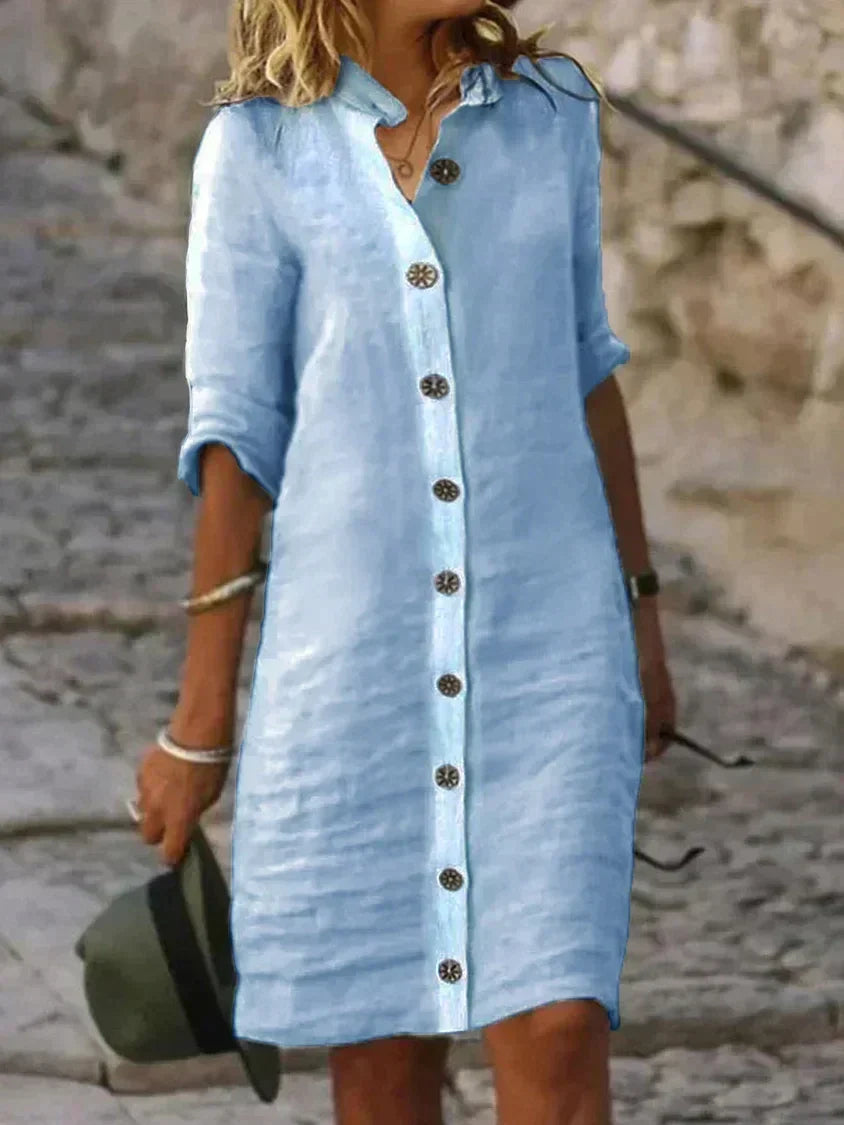 FrenchLou - Elegant Cotton Dress for Autumn
