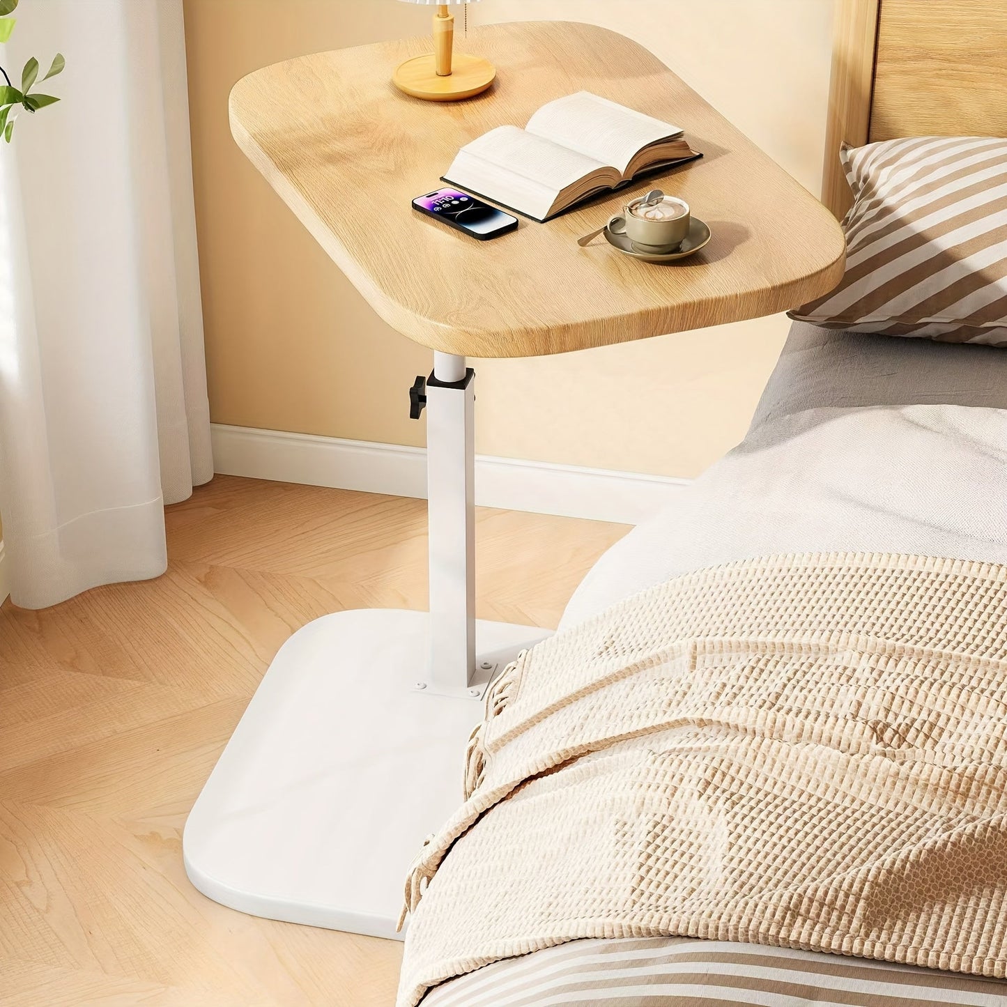 Functional Side Table with Height Adjustment Stylish Aid in Everyday Life
