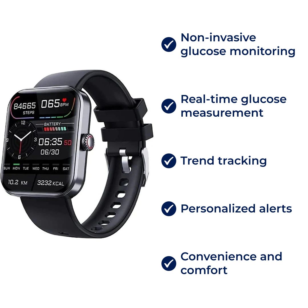 Glucowatch | Non-Invasive Blood Glucose Smartwatch – Real-Time Monitoring, Trend Tracking & Personalised Alerts Nokmo