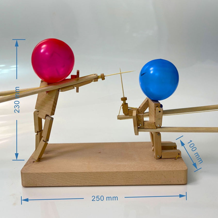 Handcrafted Balloon Heads Wooden Fighter Dolls
