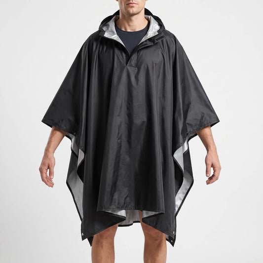 Hætteklædt udendørs regnponcho