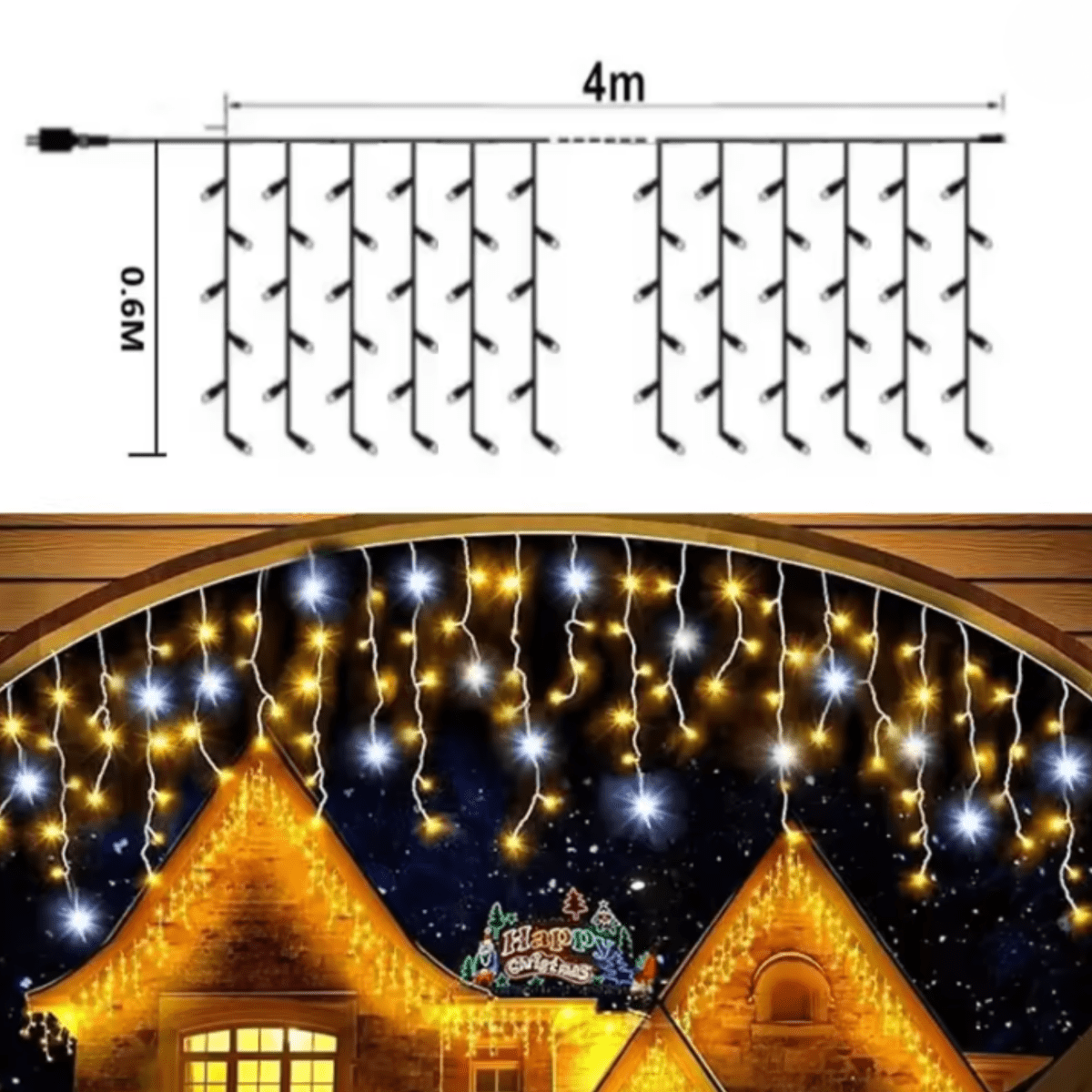 ILLUMERA – LED Garden Curtain 4 × 0.6 m with Weatherproof Elegance