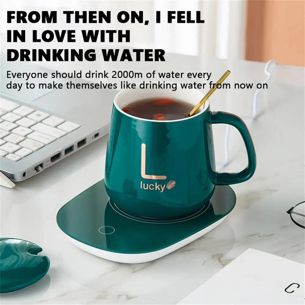 Innovative Heated Mug Set – Ceramic Cup with Smart Warming Coaster