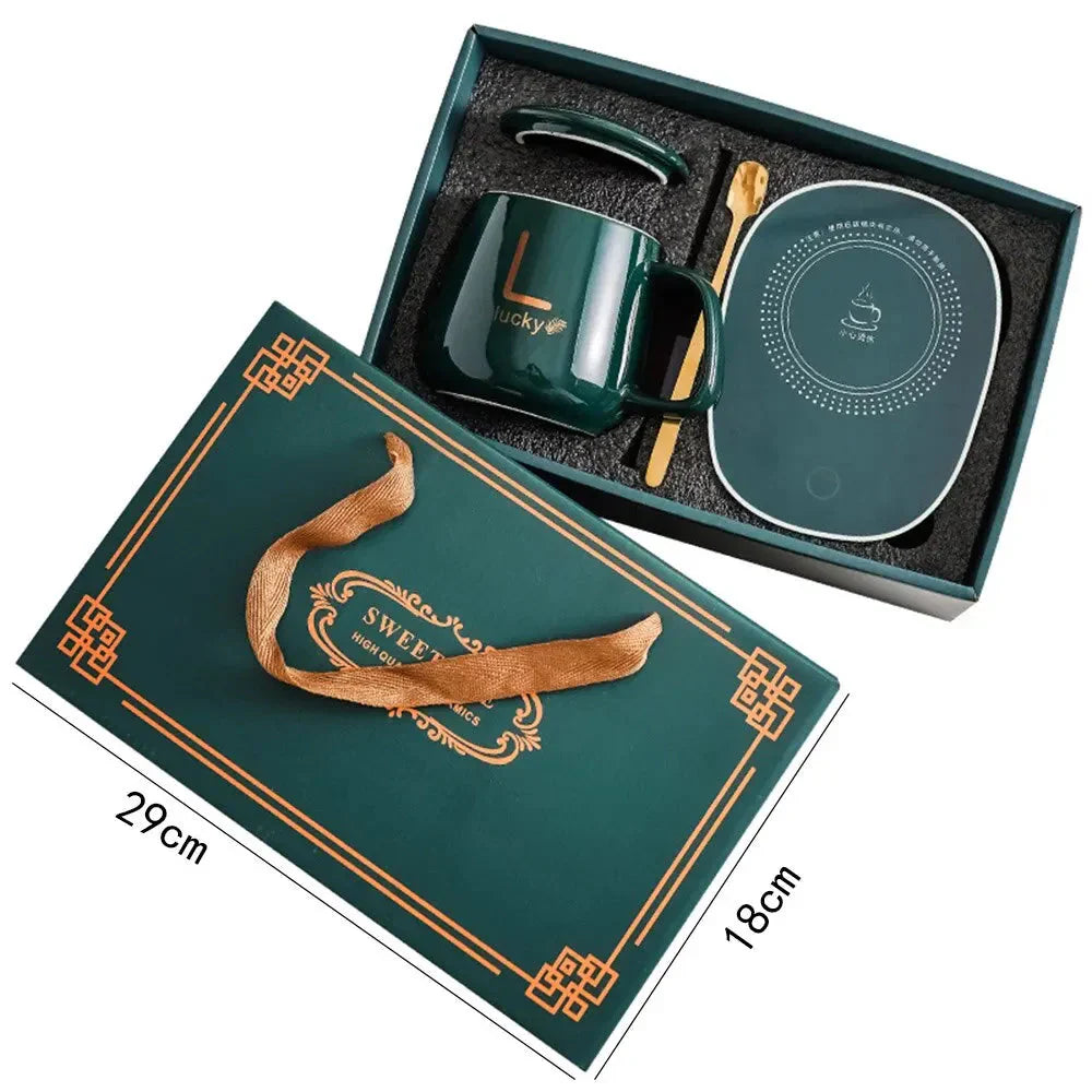 Innovative Heated Mug Set – Ceramic Cup with Smart Warming Coaster