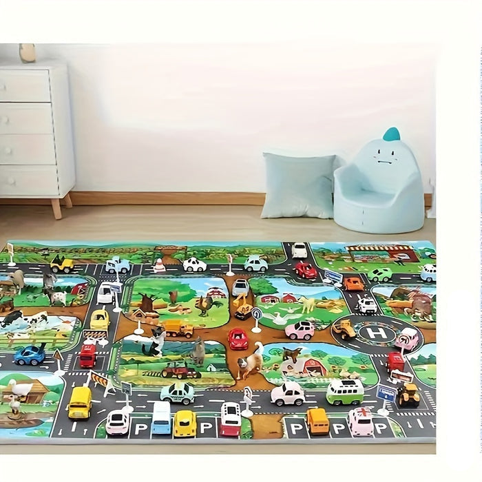 Interactive Play Mat for Children – Colorful Farm and Traffic Design