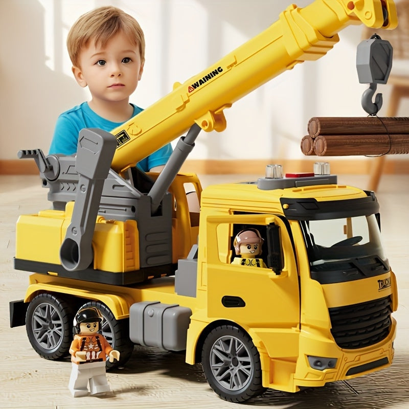 Interactive Truck with Crane for Kids with Lights and Sounds - Safe Motor Toy
