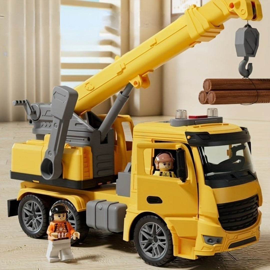 Interactive Truck with Crane for Kids with Lights and Sounds - Safe Motor Toy