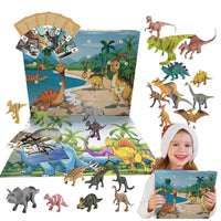 Dětský dinosauří vánoční adventní kalendář na 24 dní s 3D figurkami - PVC sváteční odpočet