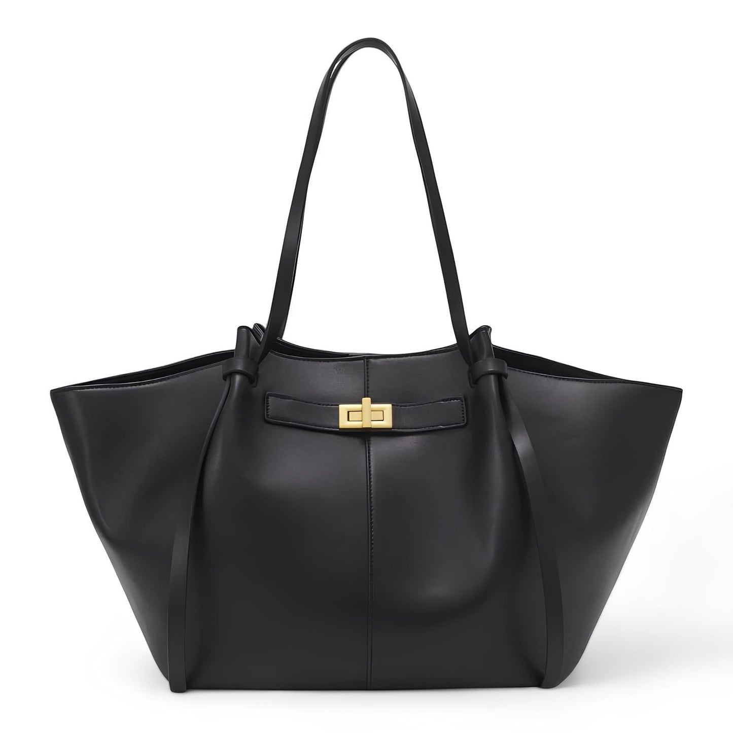 Large Black PU Leather Handbag Lyra