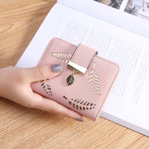 Leather Wallet with Golden Leaves