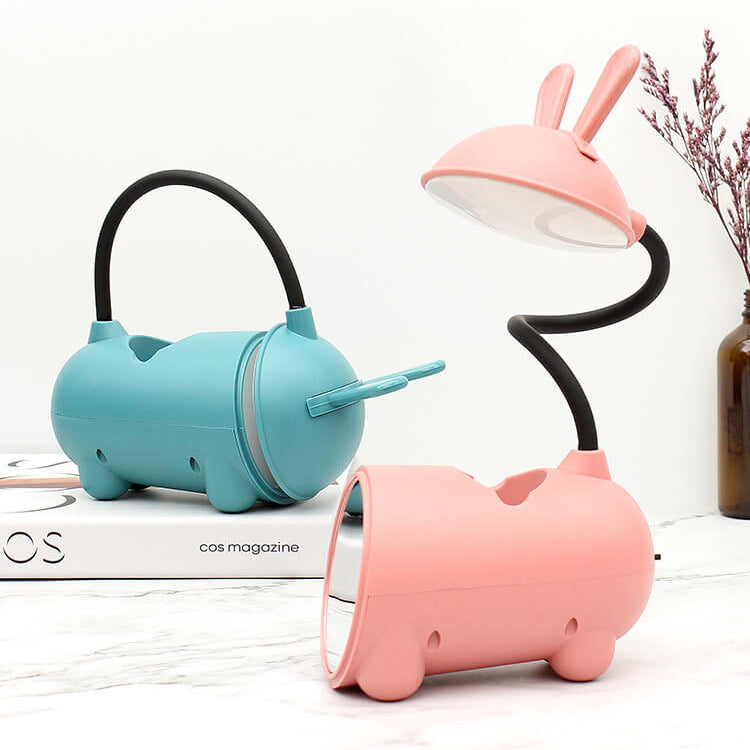LED Desk Lamp Bunny with Pen Organizer – Touch Control and USB Charging for Girls