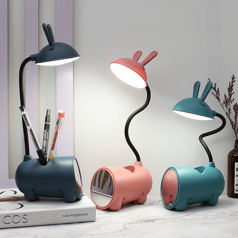 LED Desk Lamp Bunny with Pen Organizer – Touch Control and USB Charging for Girls