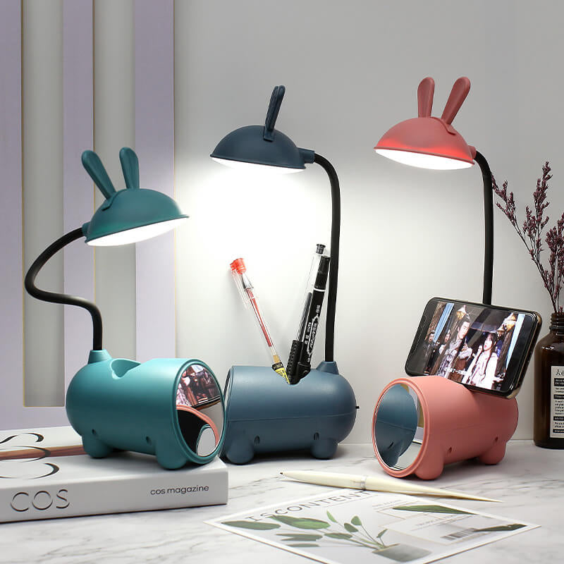 LED Desk Lamp Bunny with Pen Organizer – Touch Control and USB Charging for Girls