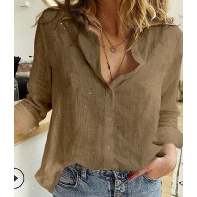 Linen Shirt with Collar for Autumn
