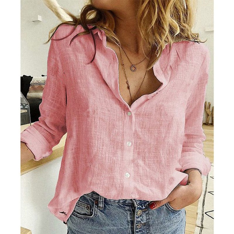 Linen Shirt with Collar for Autumn