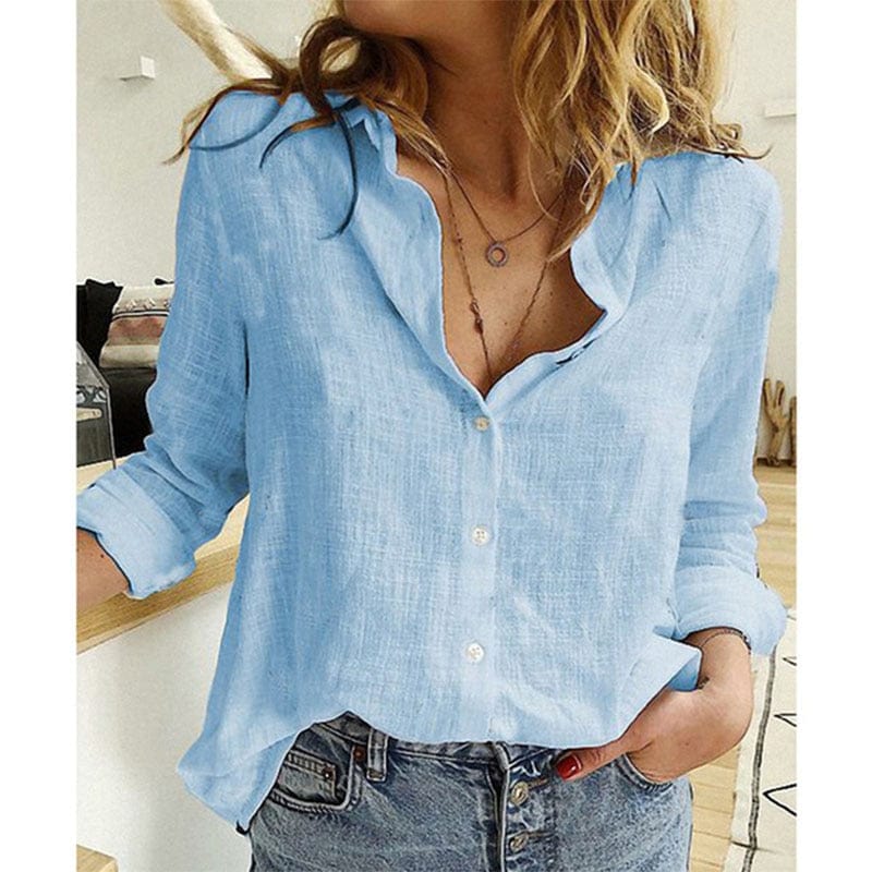 Linen Shirt with Collar for Autumn
