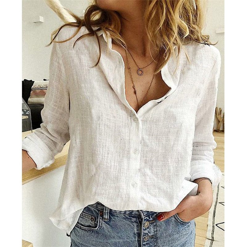 Linen Shirt with Collar for Autumn