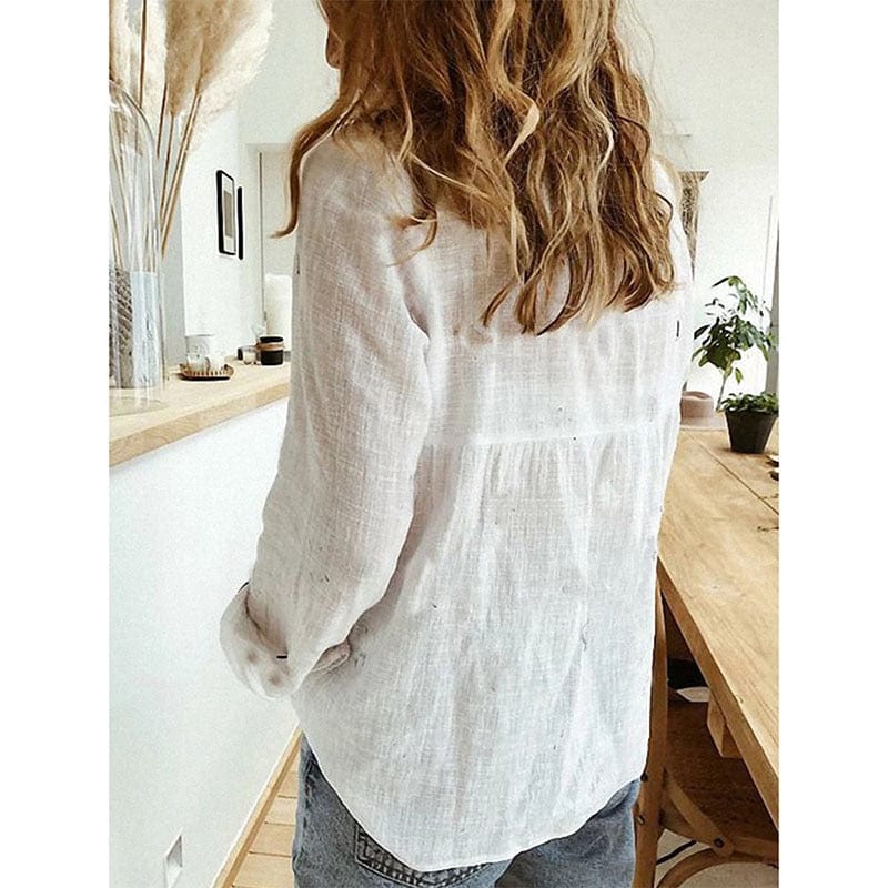 Linen Shirt with Collar for Autumn