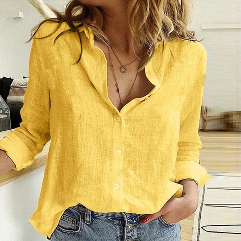 Linen Shirt with Collar for Autumn
