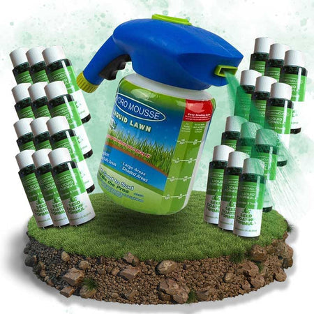 Tekutá trávníková směs Hydro Mousse ve spreji pro opravu holých míst a ploch s vysokým provozem