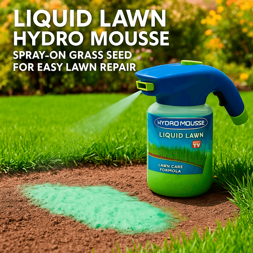 Tekutá trávníková směs Hydro Mousse ve spreji pro opravu holých míst a ploch s vysokým provozem