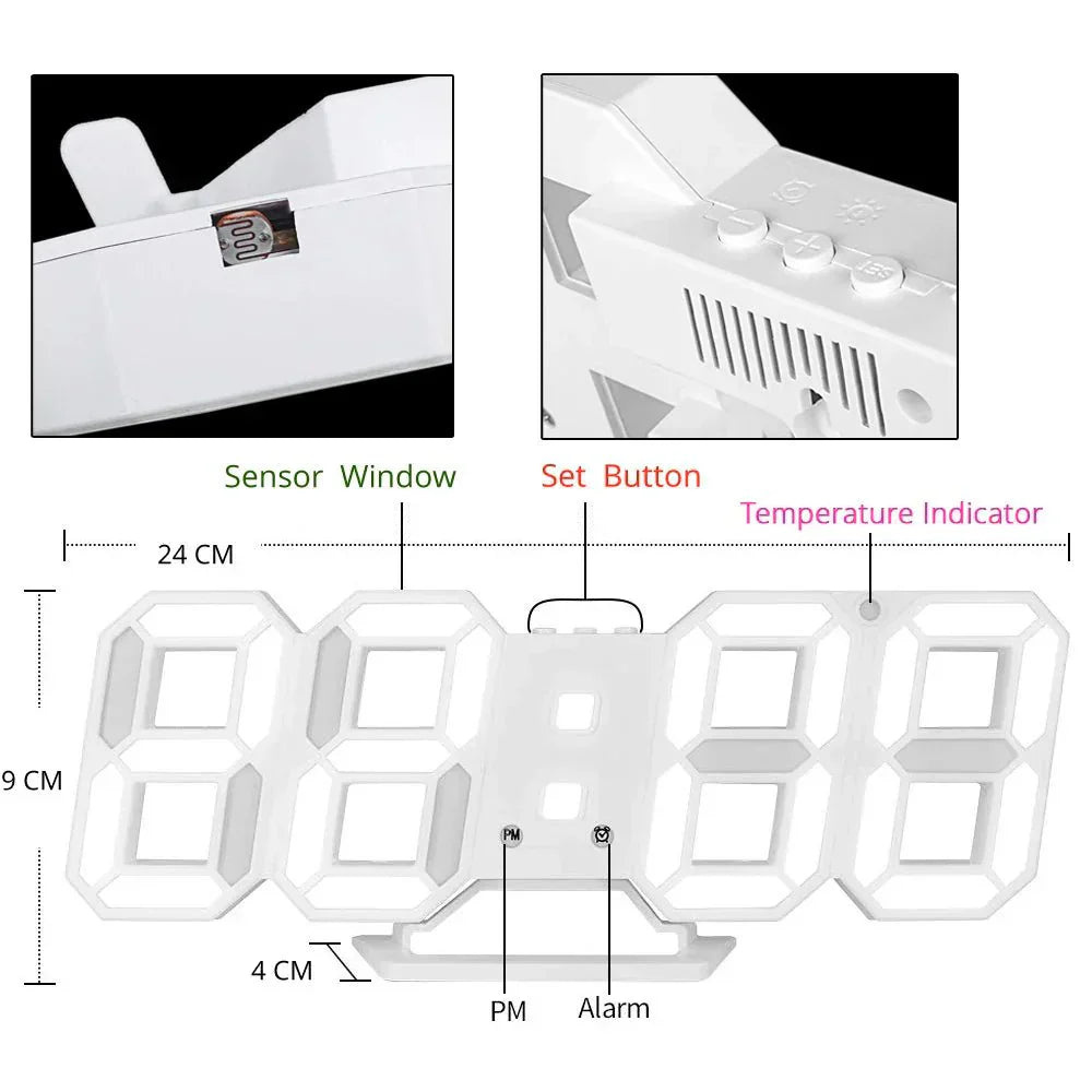 LumiSync 3D LED Wall Clock – Modern Digital Clock with Dimmable Lighting