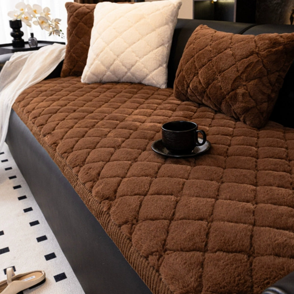 Luxury Plush Diamond Stitched Sofa Cover