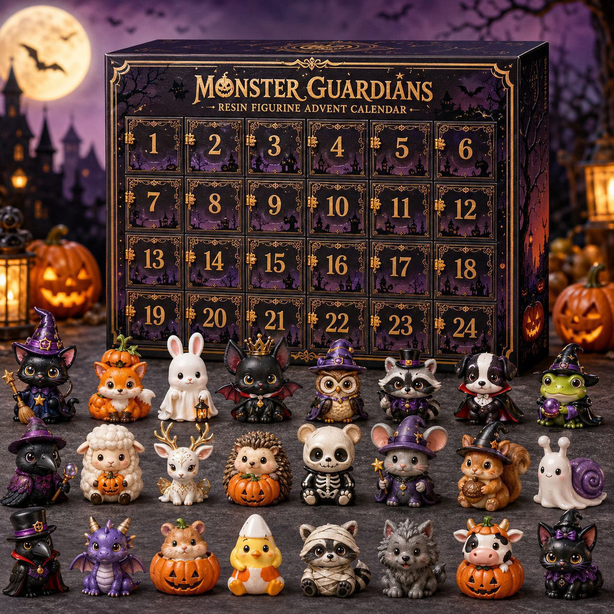 Akrylový adventný kalendár s čarovnými zvieratkami