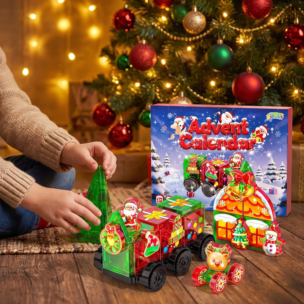 Christmas Train Magnetic Tile Advent Calendar, 45 Pieces